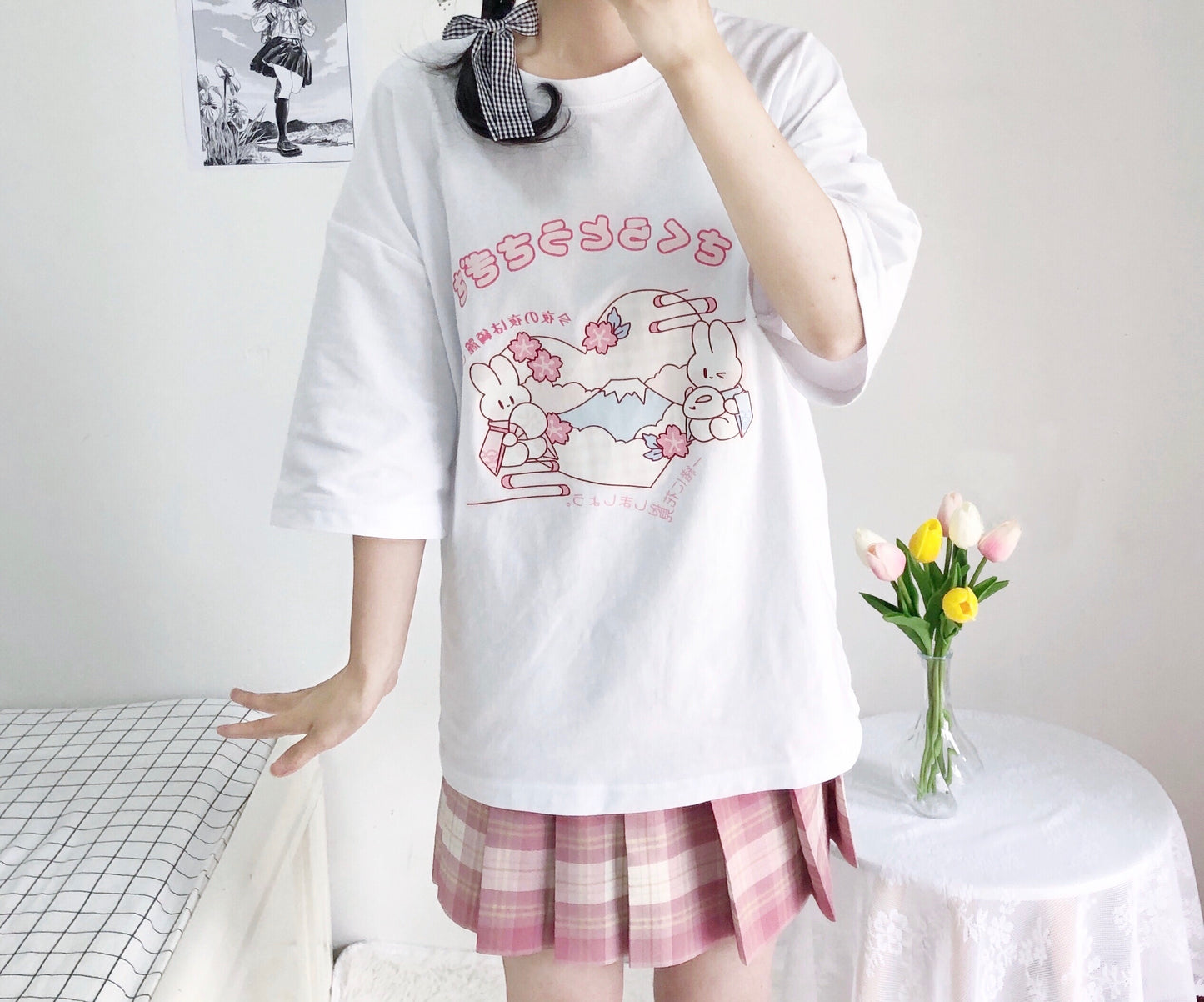 Summer Cute Soft Girl Five-point Sleeve T-shirt