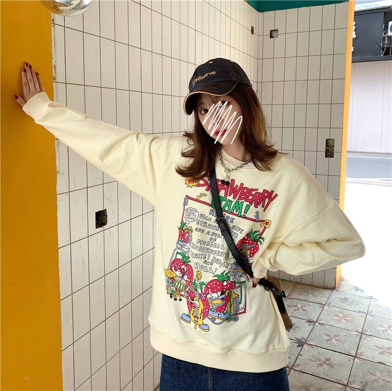 Retro Clothes Tops Street Sweatshirts Cute Pullovers