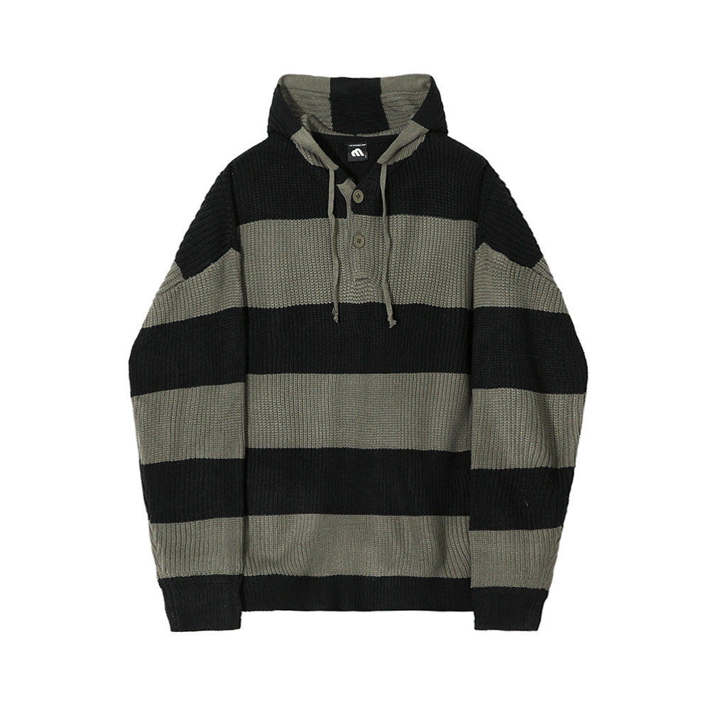 Korean Style Striped Idle Style Retro Hooded Sweater