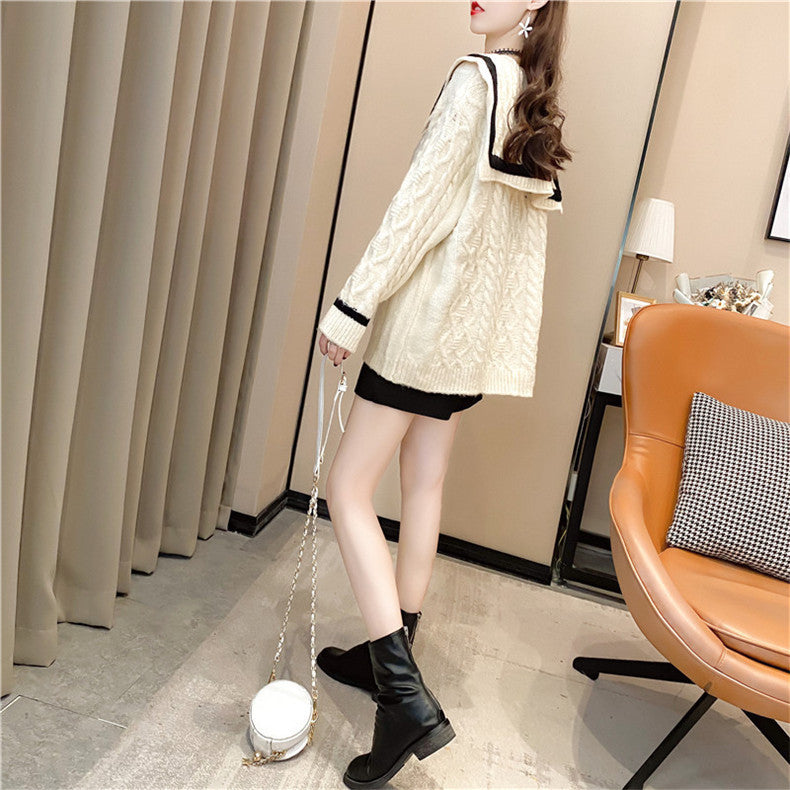 Korean Style College Style Long Sleeved Sweater Jacket Women