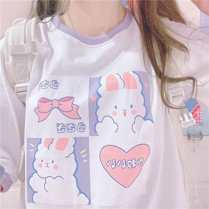 White And Purple T-shirt Cute Girly Sweet