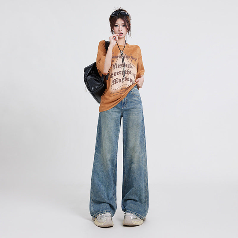 Wide Leg Jeans Women's High Waist Baggy Straight Trousers