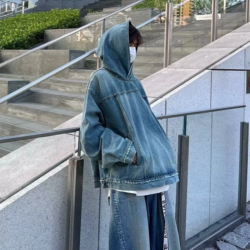 Retro Hooded Denim Hoodie Coat