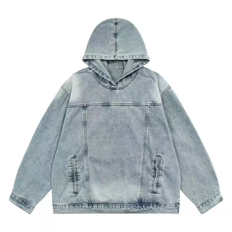 Retro Hooded Denim Hoodie Coat