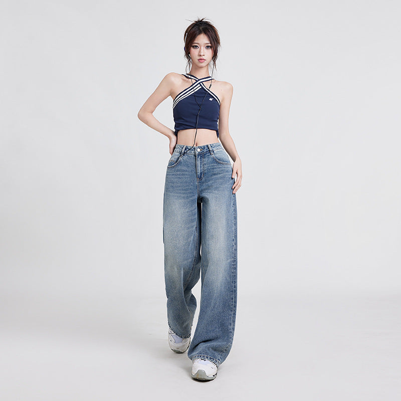 Wide Leg Jeans Women's High Waist Baggy Straight Trousers