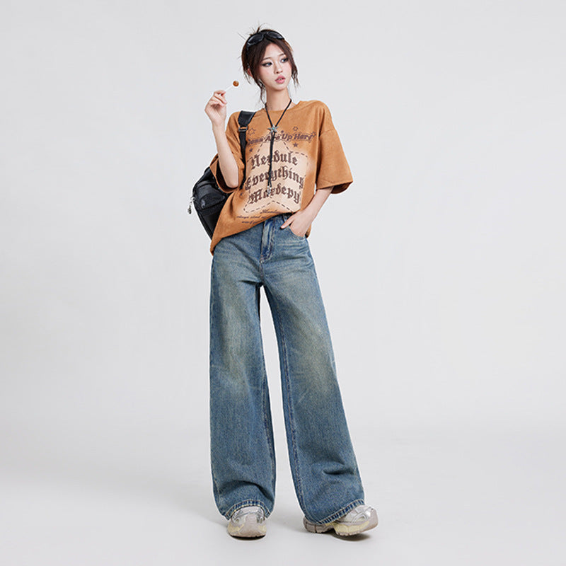 Wide Leg Jeans Women's High Waist Baggy Straight Trousers