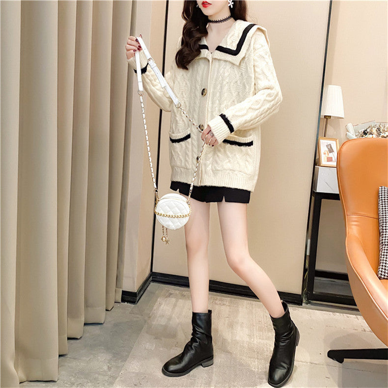 Korean Style College Style Long Sleeved Sweater Jacket Women