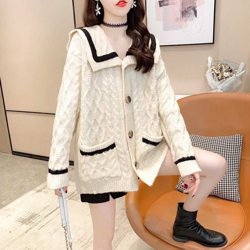 Korean Style College Style Long Sleeved Sweater Jacket Women