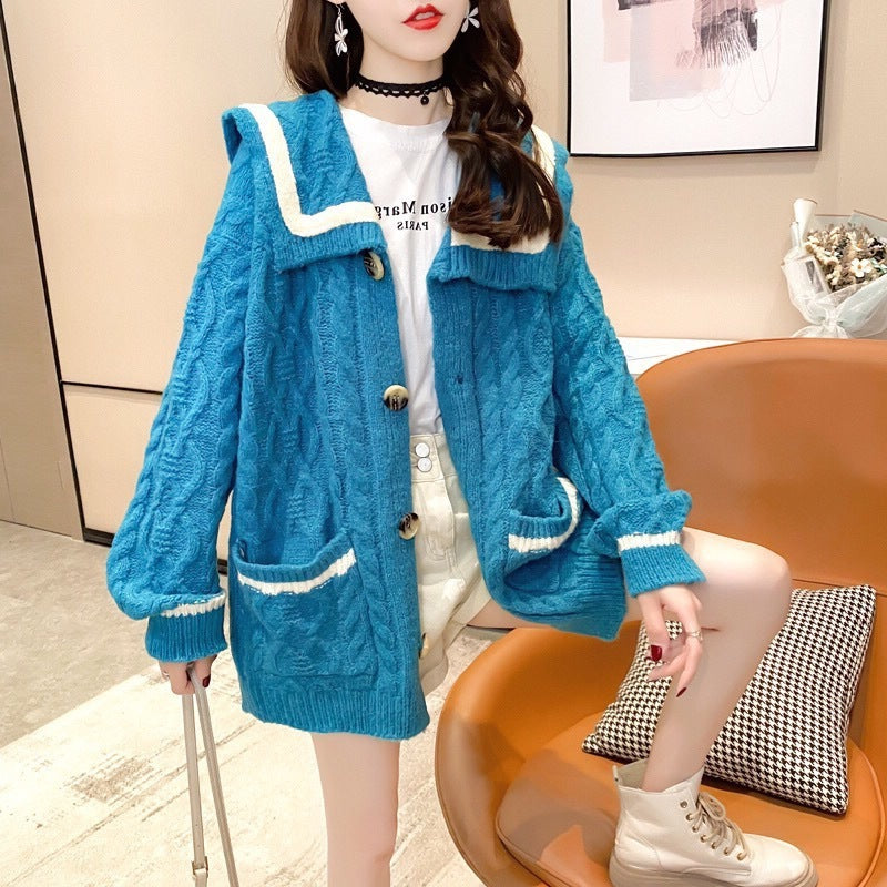 Korean Style College Style Long Sleeved Sweater Jacket Women