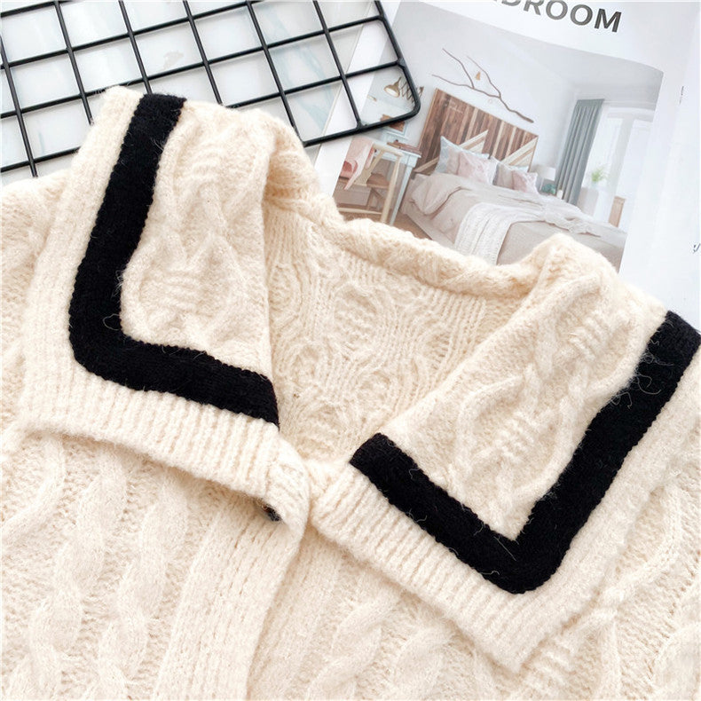 Korean Style College Style Long Sleeved Sweater Jacket Women