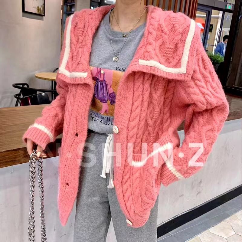 Korean Style College Style Long Sleeved Sweater Jacket Women